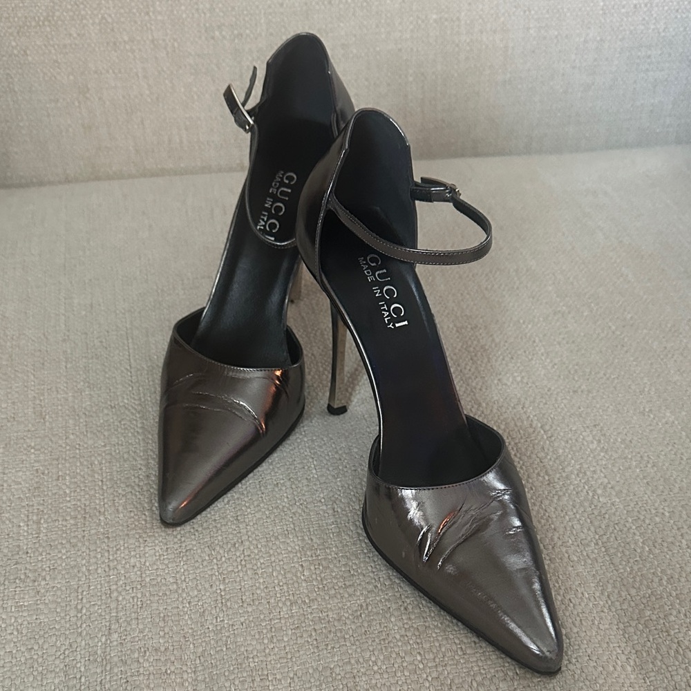 Gucci Shiny Silver Women's Heels
